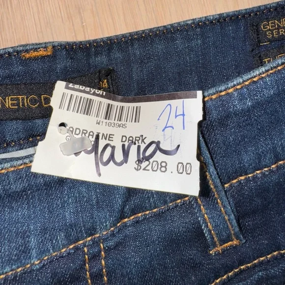 Genetic Denim The Adriane Mid-Rise Quilted Bell Jeans Dark Seafoam Size 24 NWT - Picture 8 of 10